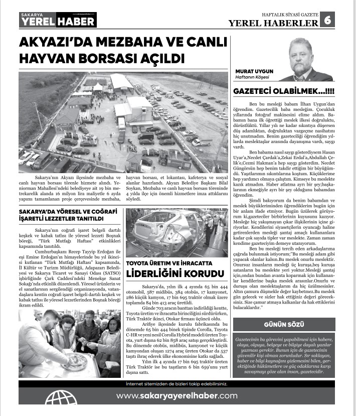 Sakarya Yerel Haber Gazetesi 3.Sayısı Çıktı