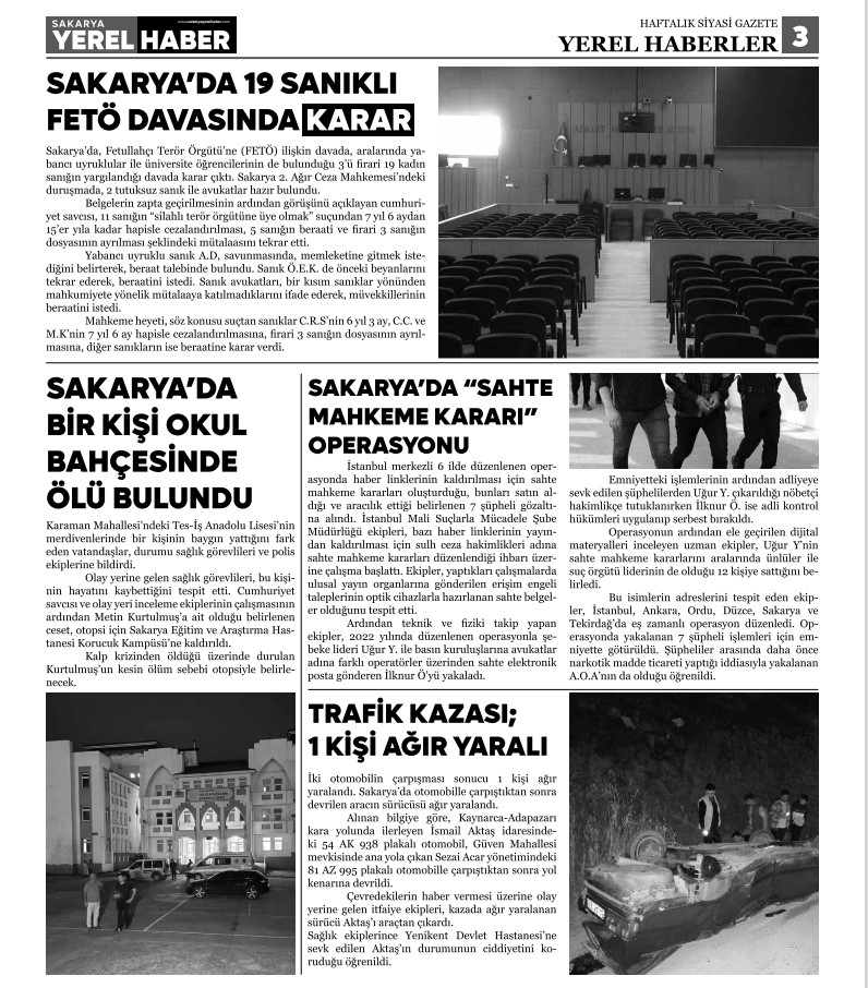 Sakarya Yerel Haber Gazetesi 5.Sayısı Çıktı