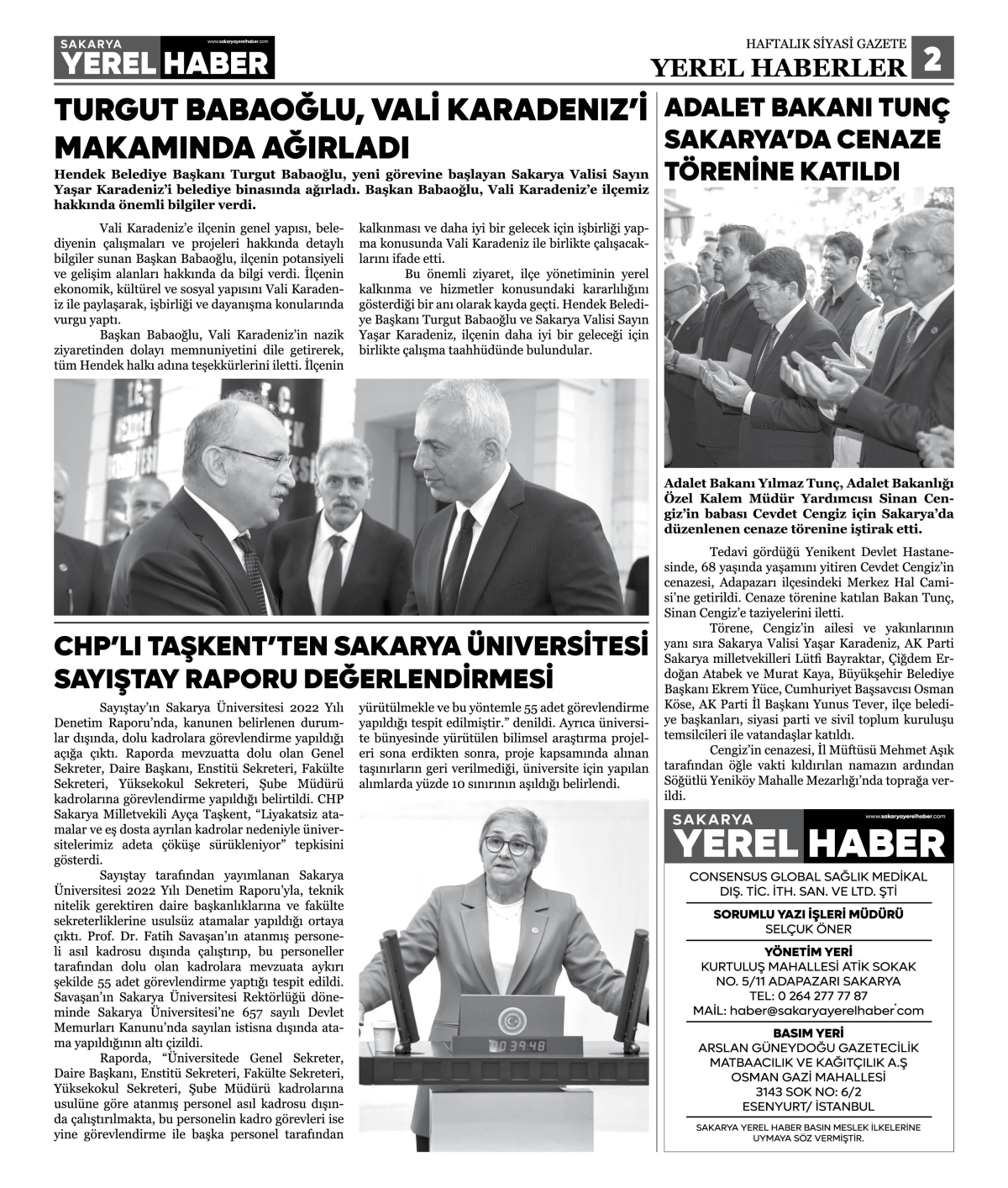 Sakarya Yerel Haber Gazetesi 22.Sayısı Çıktı