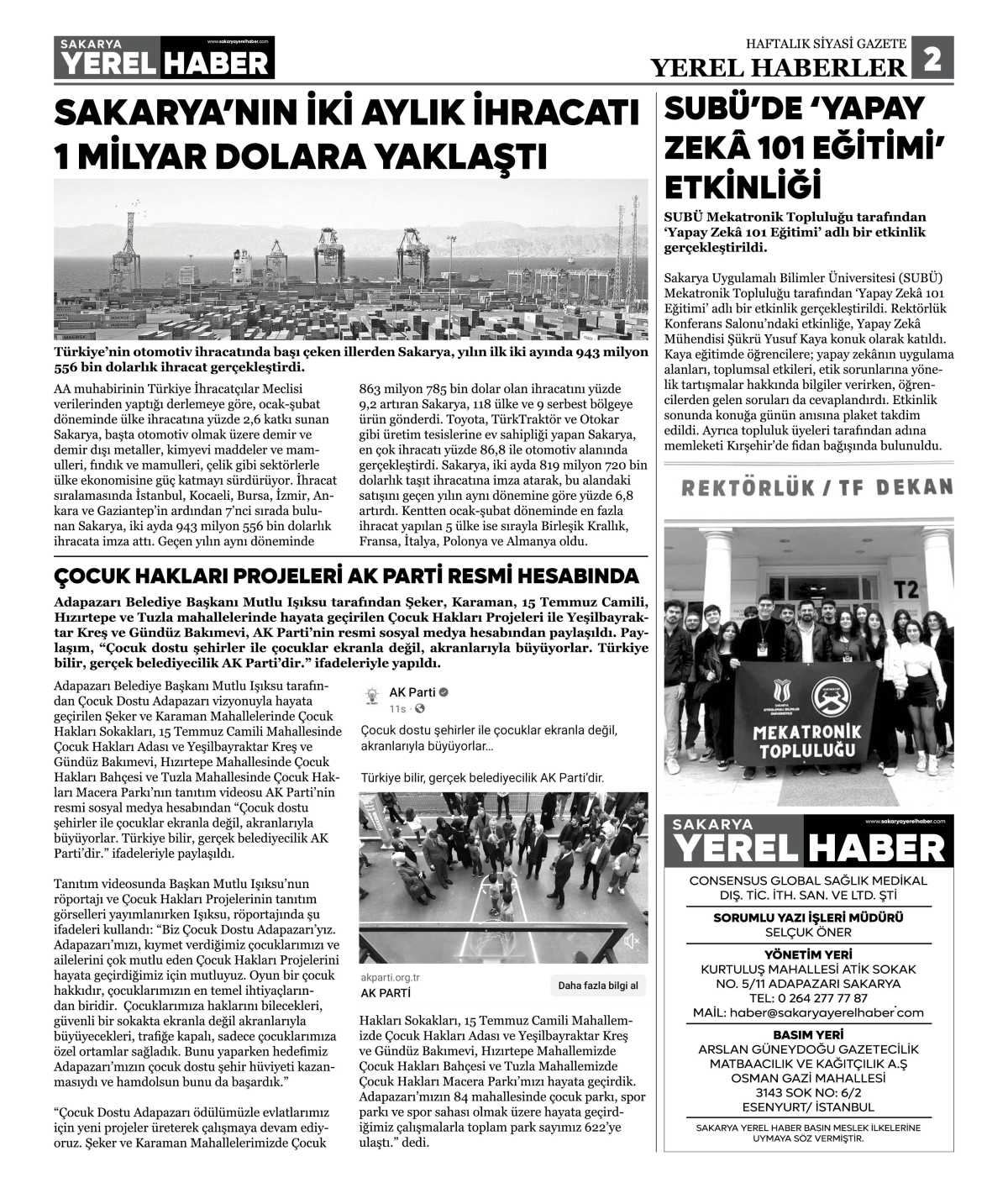 Sakarya Yerel Haber Gazetesi 46. Sayısı Çıktı