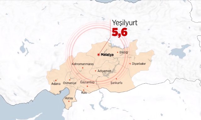 Malatya'da 5.6 büyüklüğünde deprem!