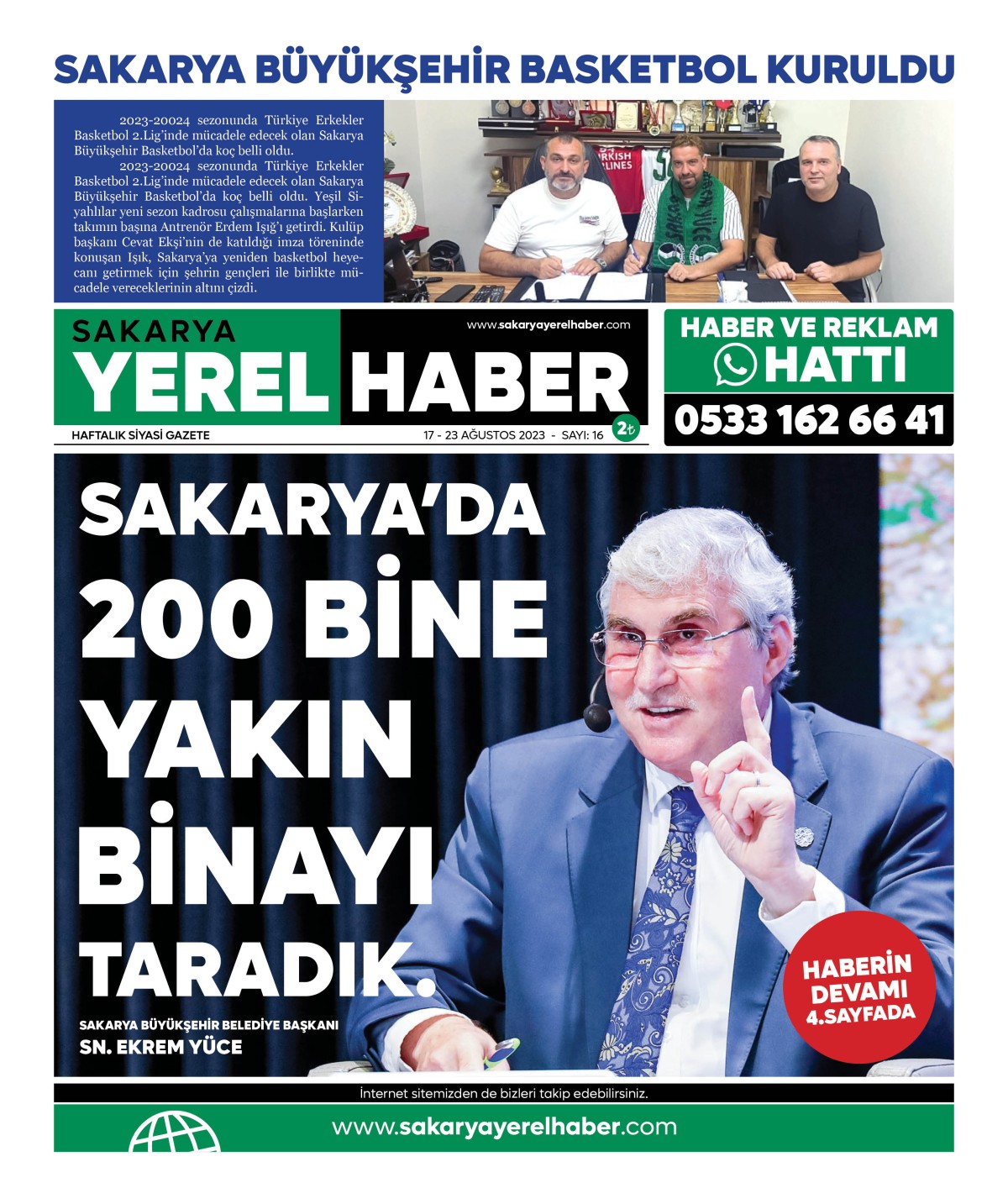 Sakarya Yerel Haber Gazetesi 16.Sayısı Çıktı