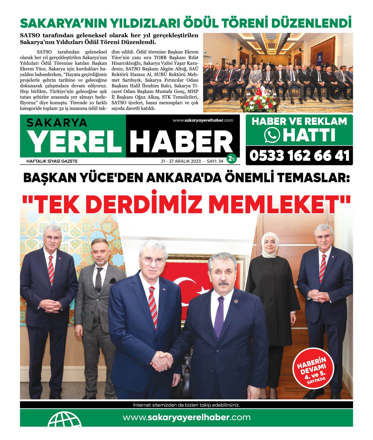 Sakarya Yerel Haber Gazetesi 34.Sayısı Çıktı