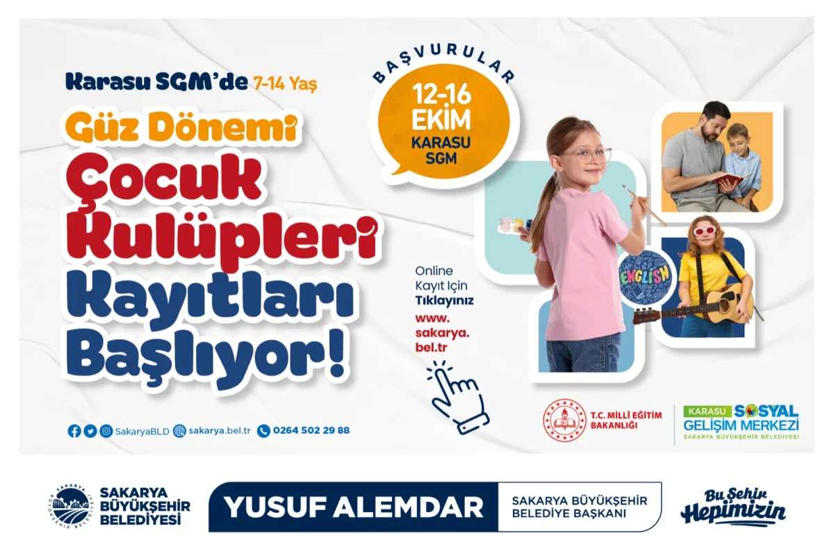 Karasu SGM Güz Dönemi Çocuk Kulüpleri Kayıtları Başladı