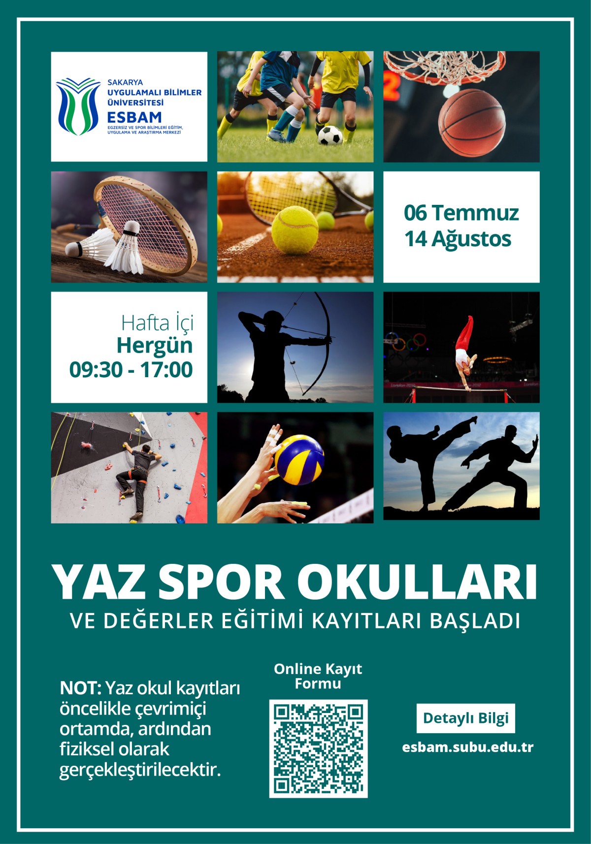 SUBÜ Yaz Spor Okulları için kayıtlar başladı