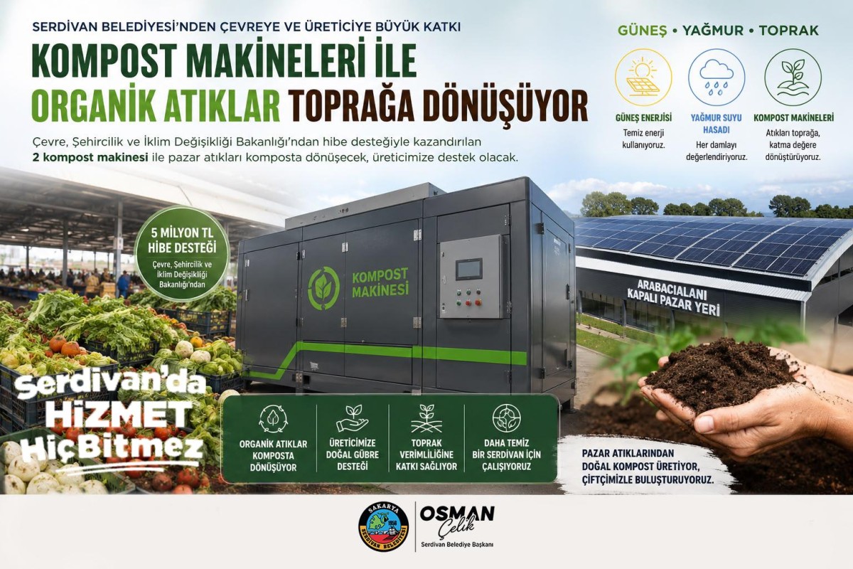 Serdivan'da Pazar Atıkları Organik Gübreye Dönüşecek