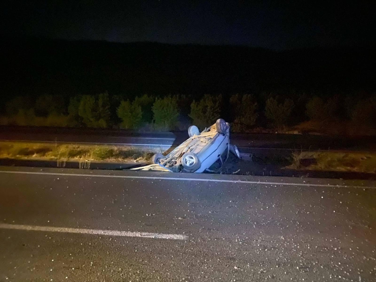 Bilecik'te devrilen otomobilin sürücüsü yaralandı